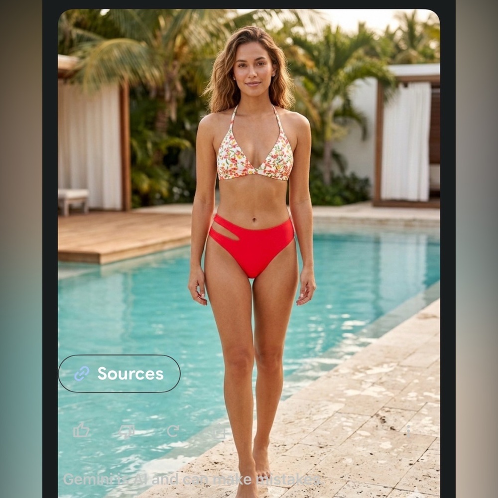 Shade & Shore  and Wild Fable Floral Bikini with Red Bottom